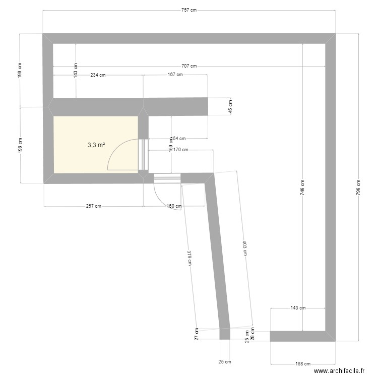 plan petite salle . Plan de 1 pièce et 3 m2