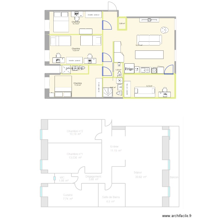 NICE V1. Plan de 9 pièces et 84 m2