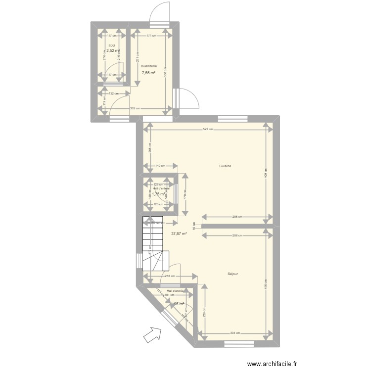 renaumont 35. Plan de 5 pièces et 52 m2