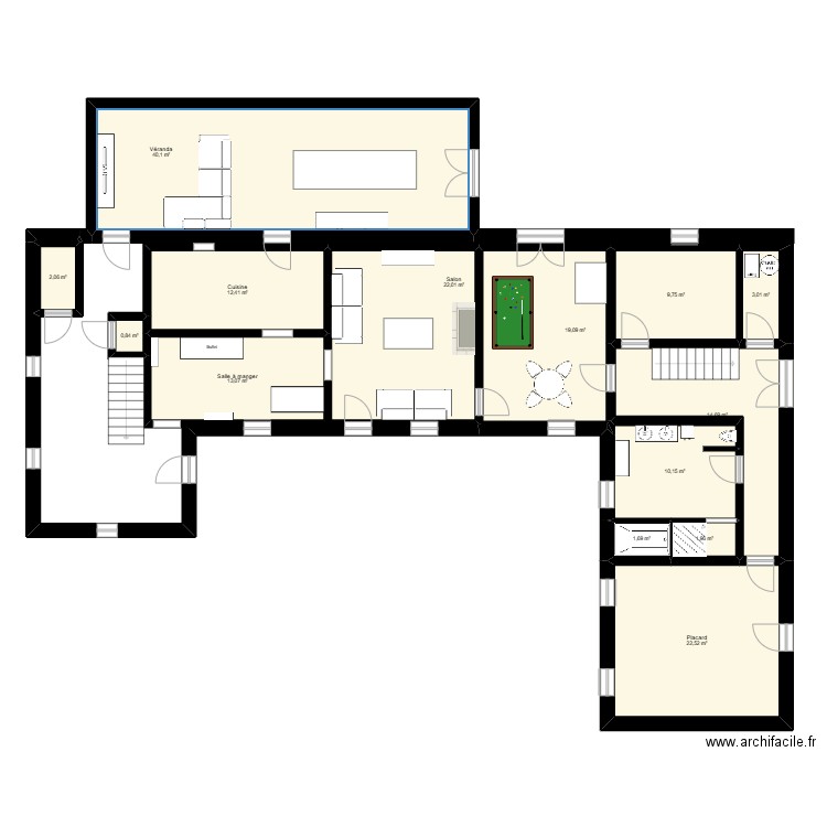 maison cambron. Plan de 15 pièces et 173 m2