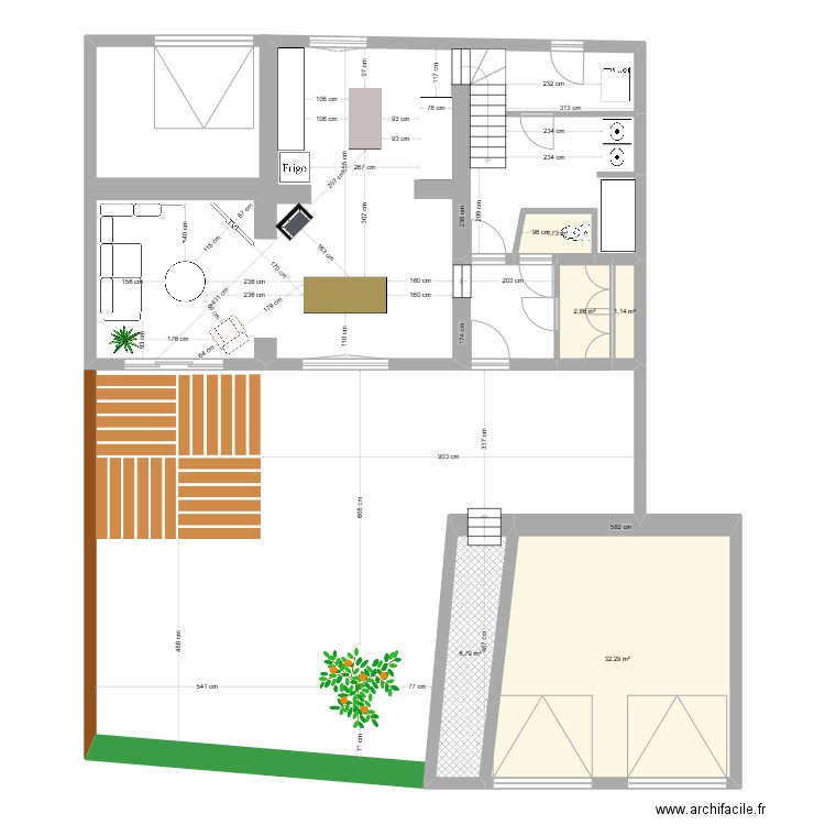 Mont Bonneil. Plan de 5 pièces et 45 m2