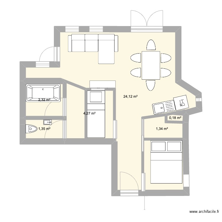 ALPE 3. Plan de 6 pièces et 34 m2