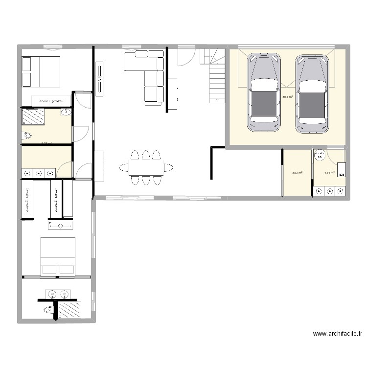 Maison L. Plan de 4 pièces et 47 m2