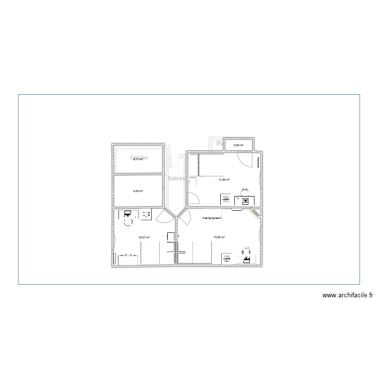 Créteil2. Plan de 6 pièces et 46 m2