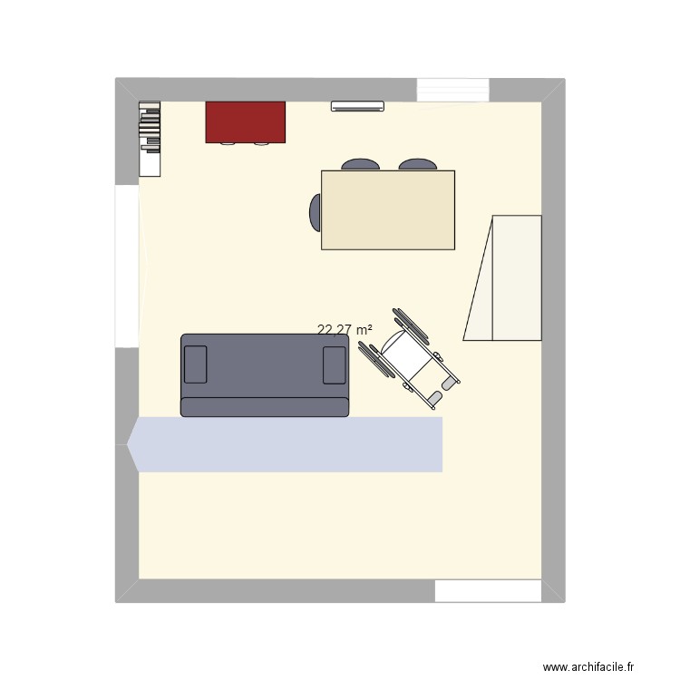 Salon. Plan de 1 pièce et 22 m2