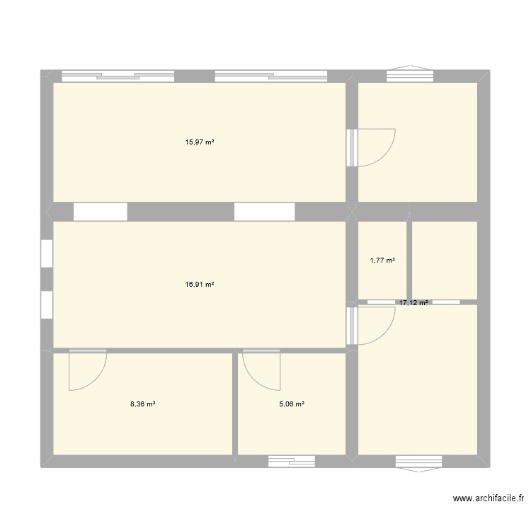 plan. Plan de 6 pièces et 65 m2