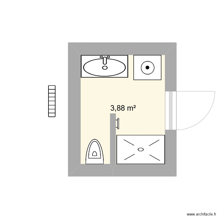 salle de bain. Plan de 1 pièce et 4 m2