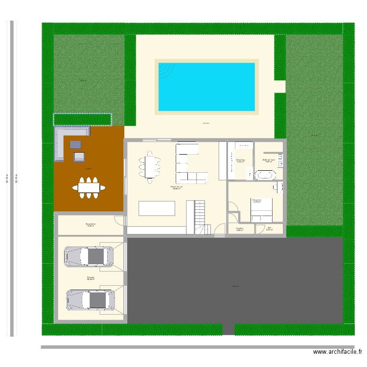 Construction 1/3. Plan de 16 pièces et 221 m2