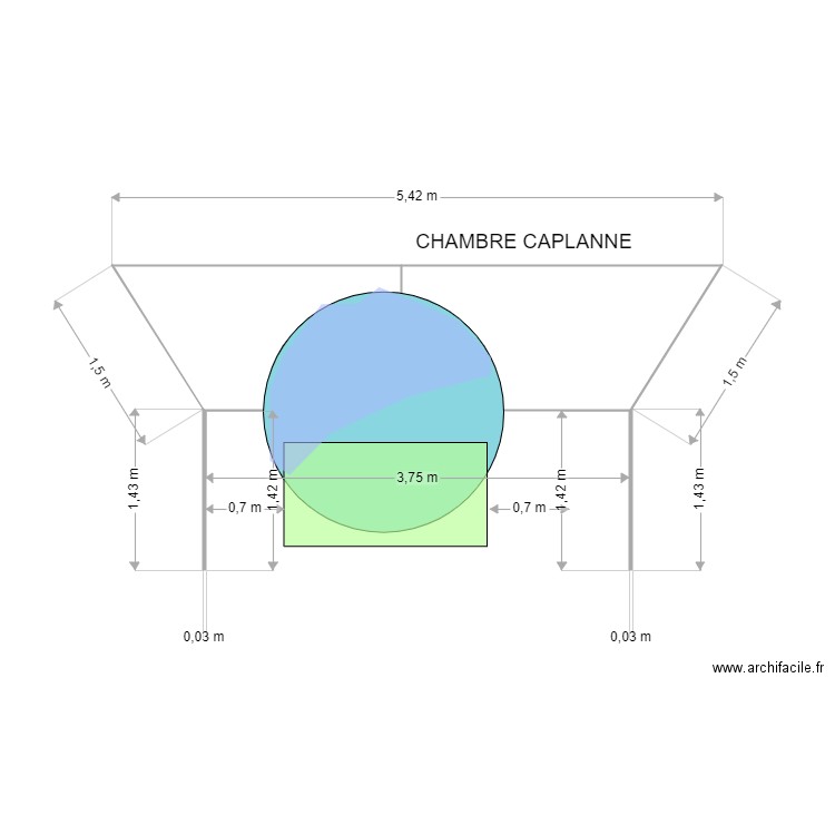 CHAMBRE CAPLANNE 1. Plan de 2 pièces et 6 m2