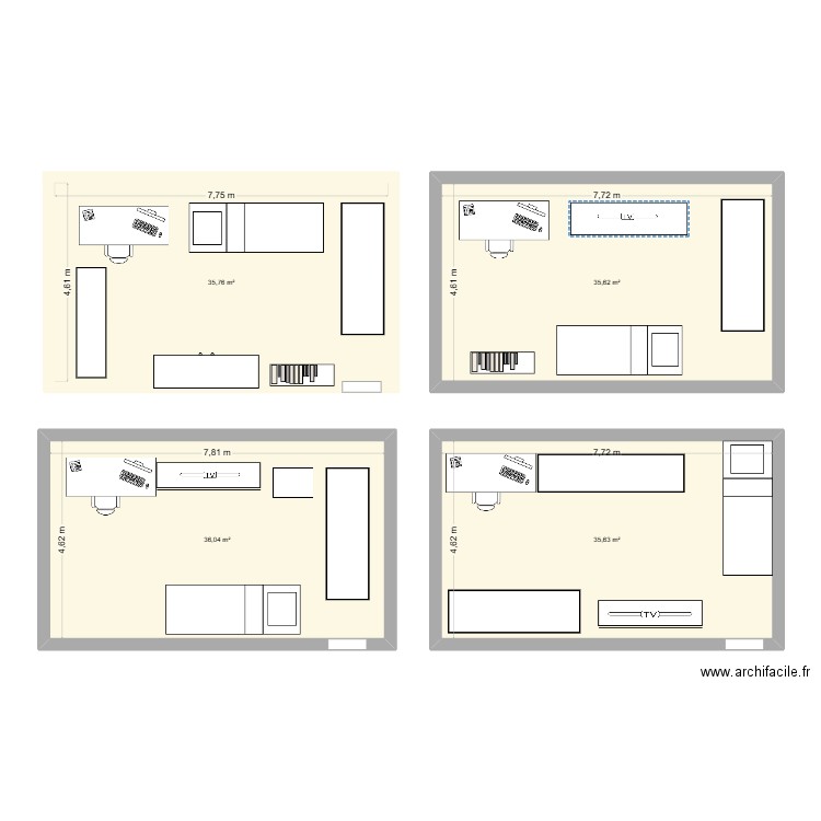 chambre. Plan de 4 pièces et 143 m2