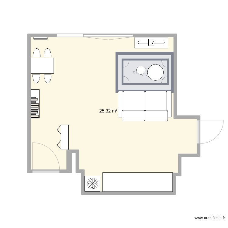 Appart. Plan de 1 pièce et 25 m2