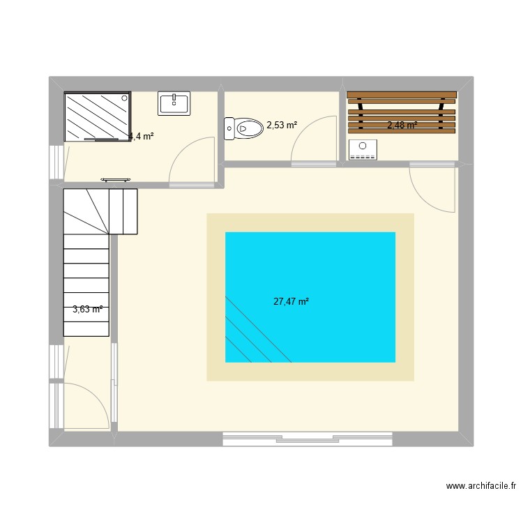 Gite 2 - Atelier R0. Plan de 5 pièces et 41 m2