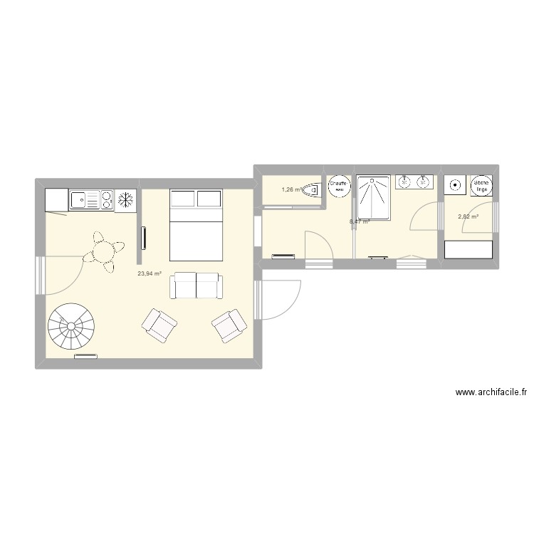 becheline elec. Plan de 4 pièces et 36 m2