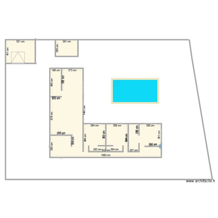 maison . Plan de 3 pièces et 202 m2