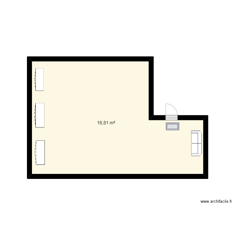 salon de coiffure. Plan de 1 pièce et 19 m2