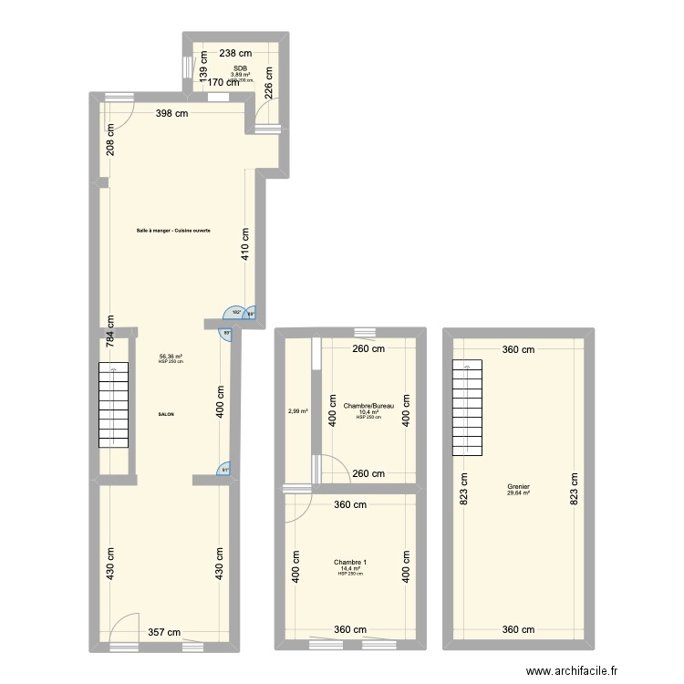 Anderlues - Ch de Thuin 135. Plan de 6 pièces et 118 m2