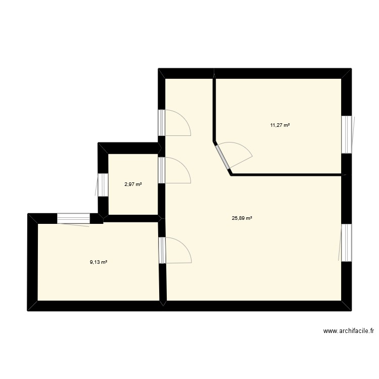 Apt 3 esquice. Plan de 4 pièces et 49 m2