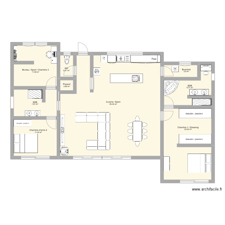 maison. Plan de 9 pièces et 134 m2