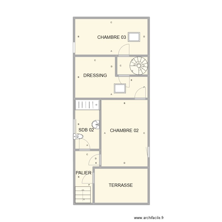 ETAGE 02 CAVEIRAC PB. Plan de 7 pièces et 40 m2