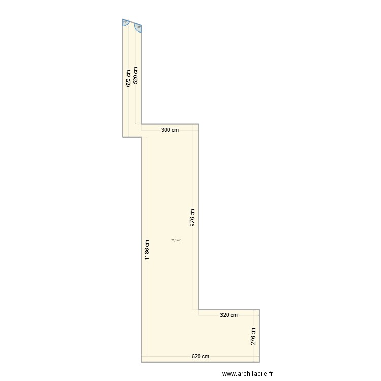 Terrasse cote Stade. Plan de 1 pièce et 52 m2