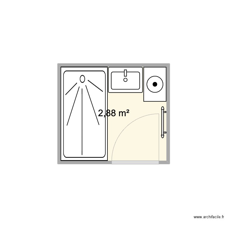 Salle de bain Plan A. Plan de 1 pièce et 3 m2