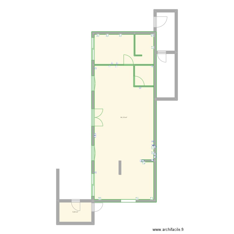 st ouenne. Plan de 2 pièces et 90 m2