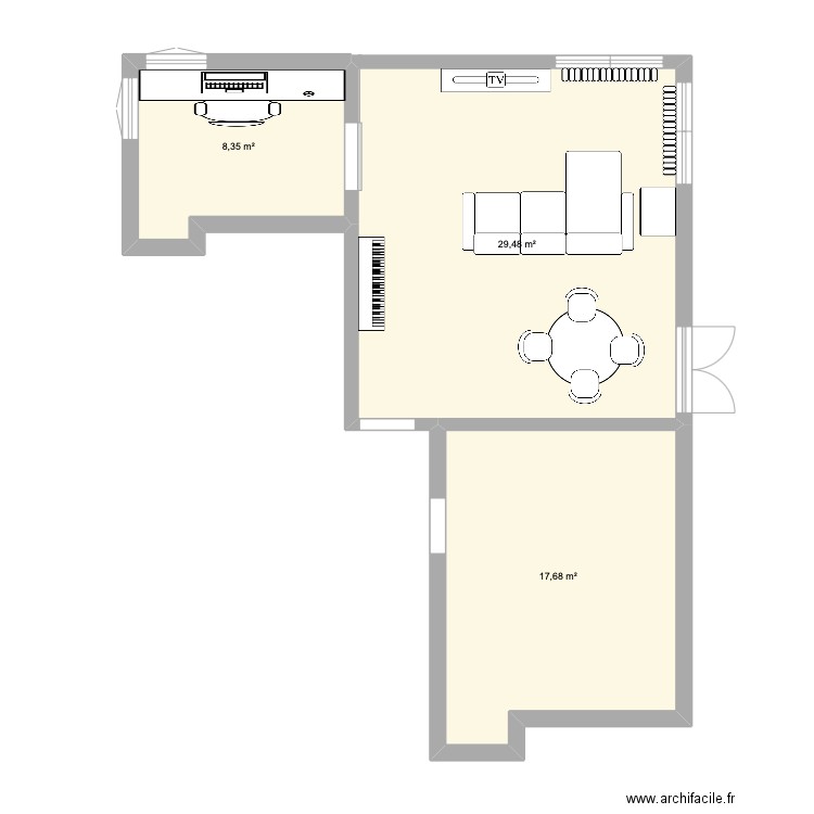 8 Pierre Loti. Plan de 3 pièces et 56 m2