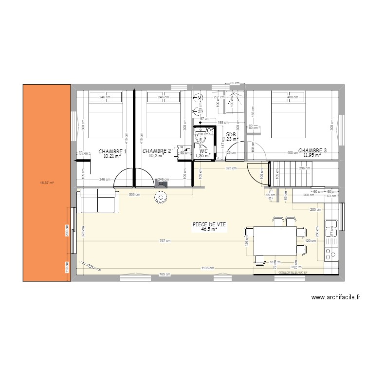 IMPLANTATION ST MARTIN D AOUT . Plan de 7 pièces et 89 m2