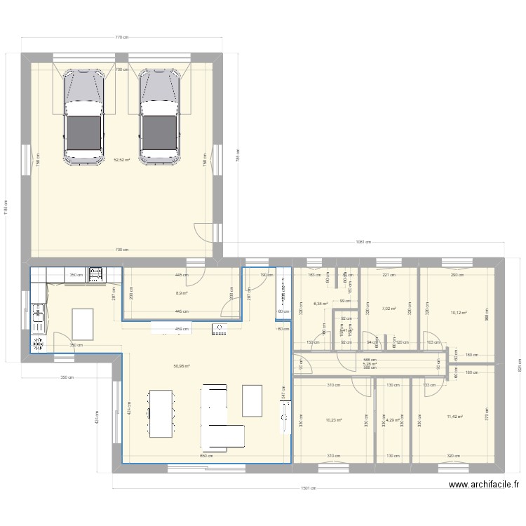 Maison v1. Plan de 11 pièces et 169 m2