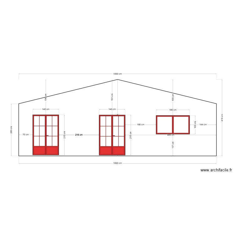 façade rose nord. Plan de 0 pièce et 0 m2