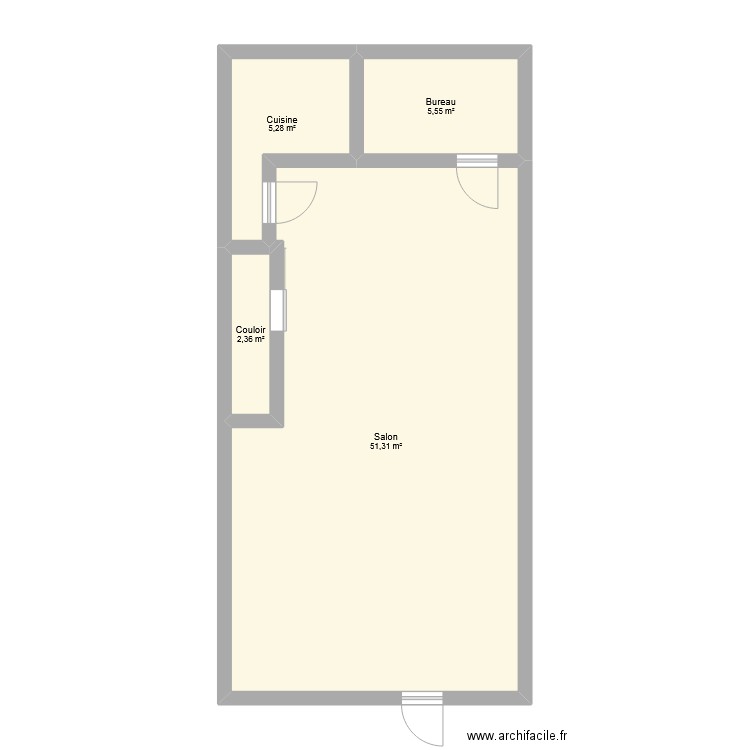 woods plan. Plan de 4 pièces et 65 m2