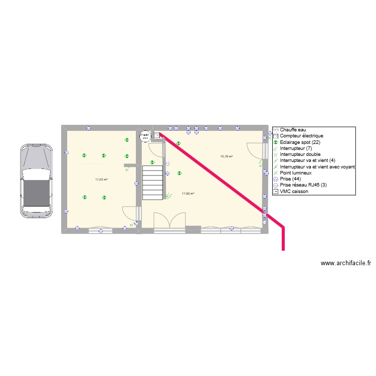 Plan electrique Montreuil. Plan de 7 pièces et 91 m2