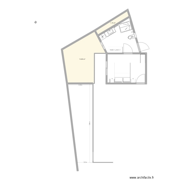 modification villa SUD OUEST. Plan de 2 pièces et 15 m2