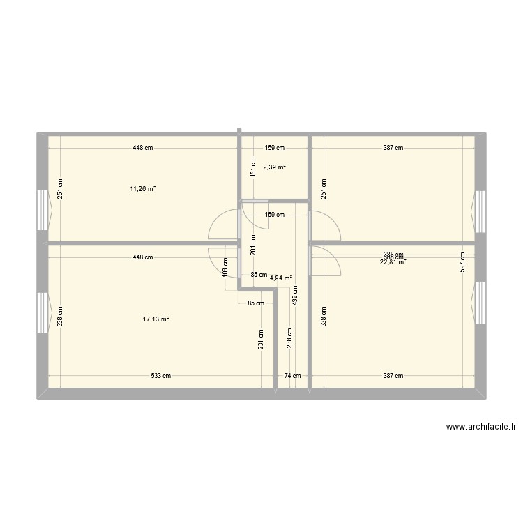 étage maison. Plan de 5 pièces et 59 m2