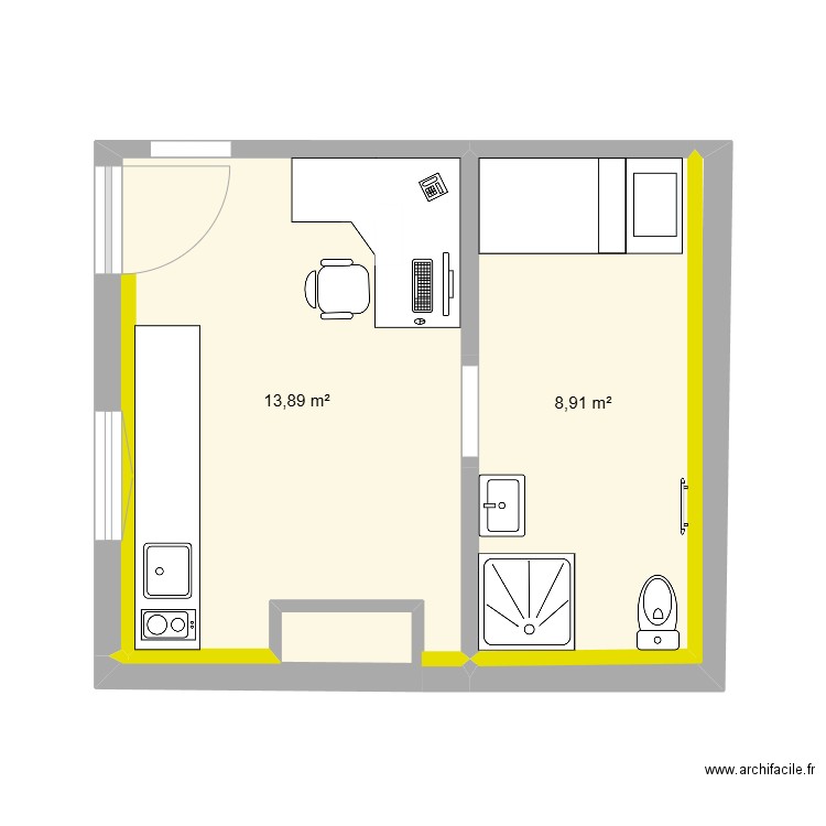 Maison l'Aigle. Plan de 3 pièces et 23 m2