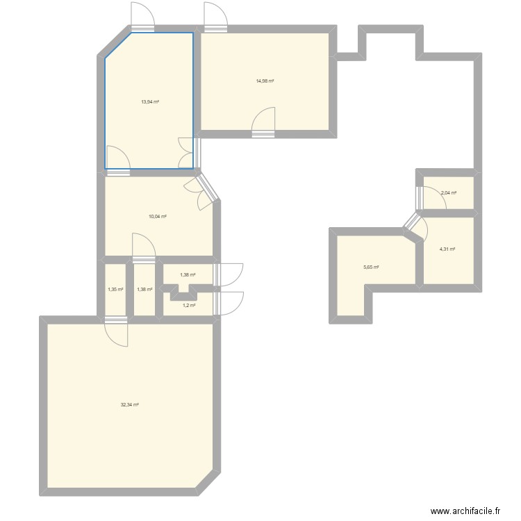 Les p'tits Loups. Plan de 11 pièces et 89 m2