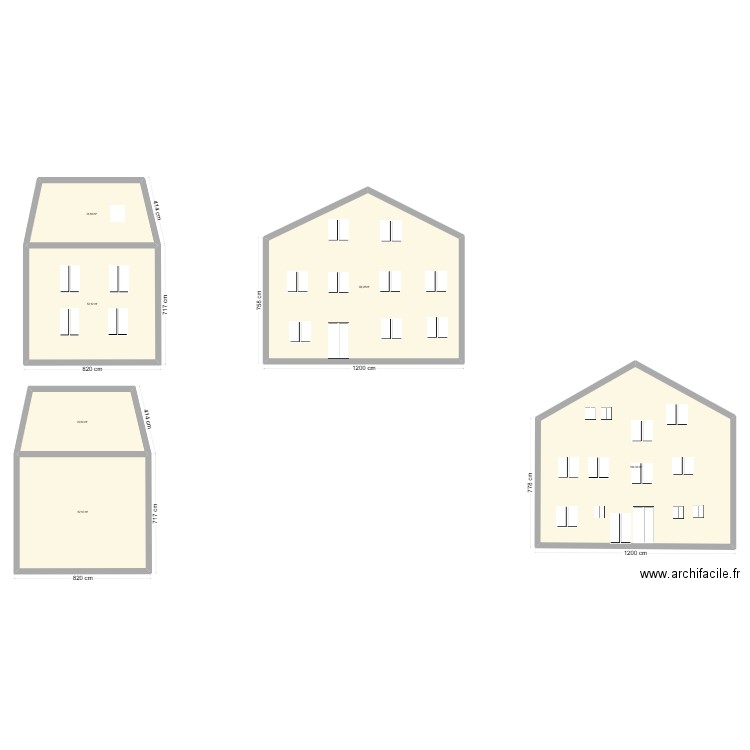 plan façades. Plan de 6 pièces et 358 m2