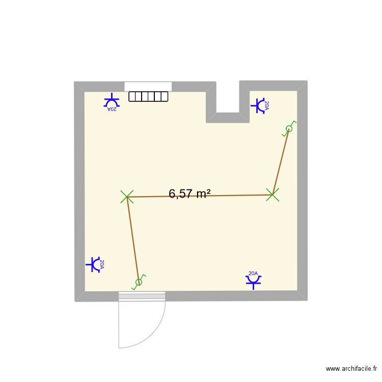 Chambre 2 . Plan de 1 pièce et 7 m2