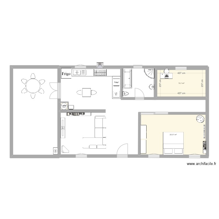 Idée maison 1. Plan de 3 pièces et 31 m2