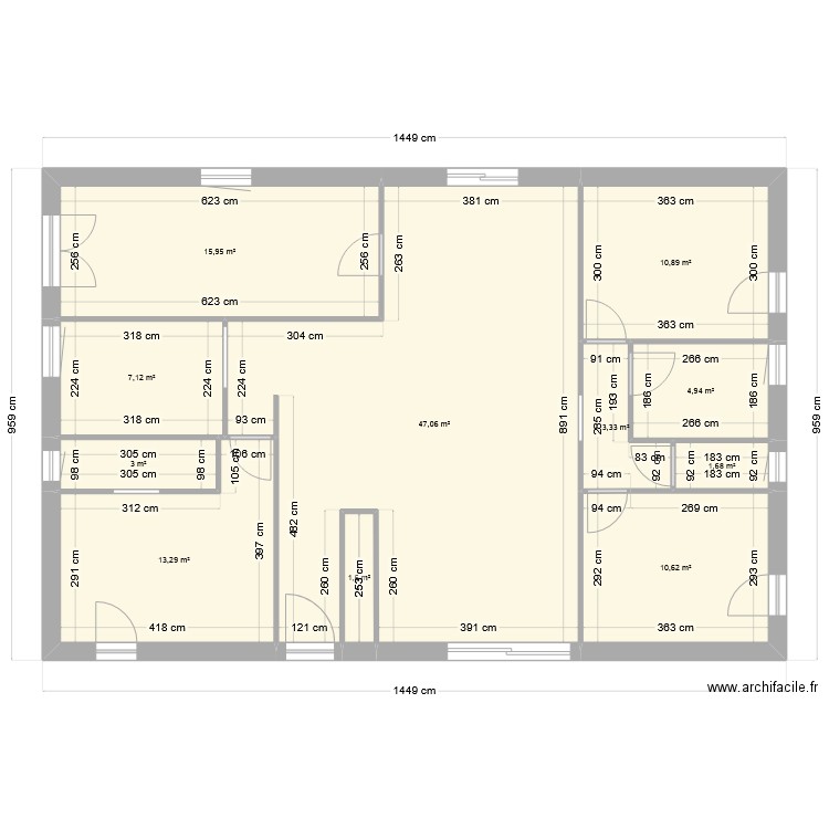 OULMES 2. Plan de 11 pièces et 119 m2