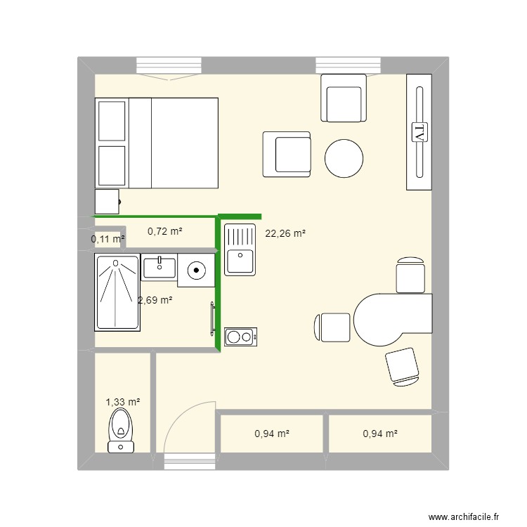 Appart Roanne version 2. Plan de 7 pièces et 29 m2