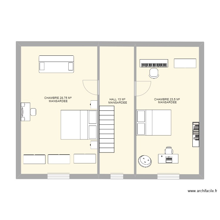 ETAGE 2 FALISOLLE. Plan de 3 pièces et 66 m2