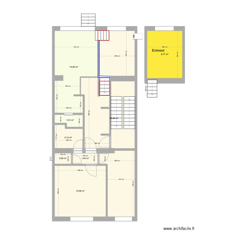 Banning 21 Rez 1 - Surfaces int -. Plan de 8 pièces et 80 m2