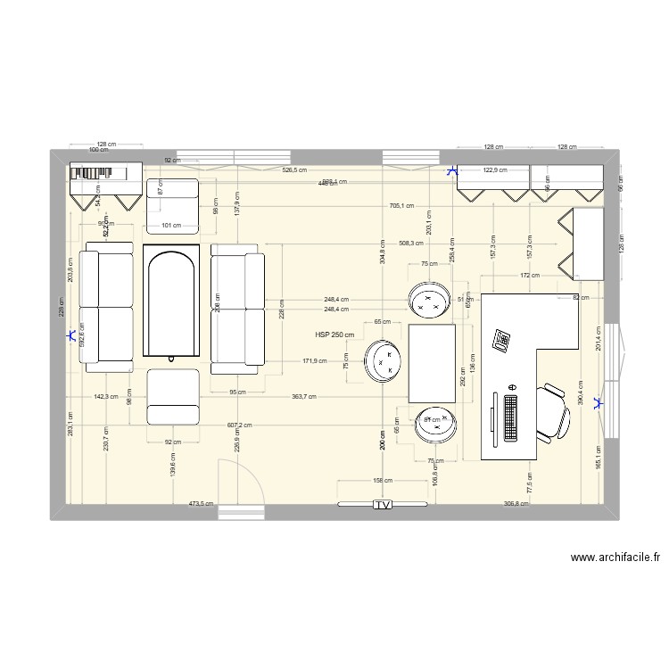 bureau directeur. Plan de 1 pièce et 56 m2