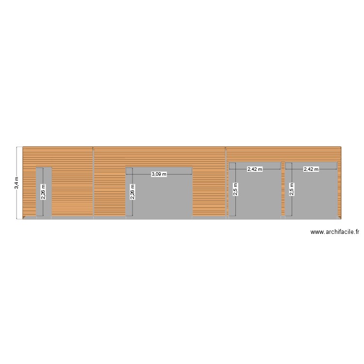 Façade mazet 2. Plan de 7 pièces et 45 m2