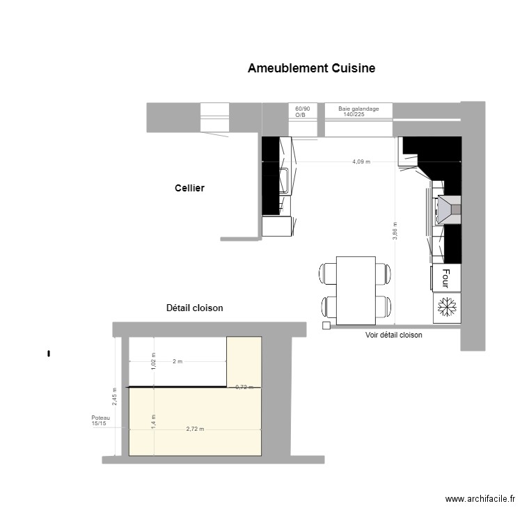 Ameublement cuisine.. Plan de 0 pièce et 0 m2