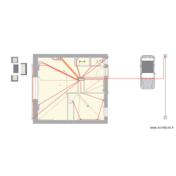 Nico Studio. Plan de 6 pièces et 49 m2