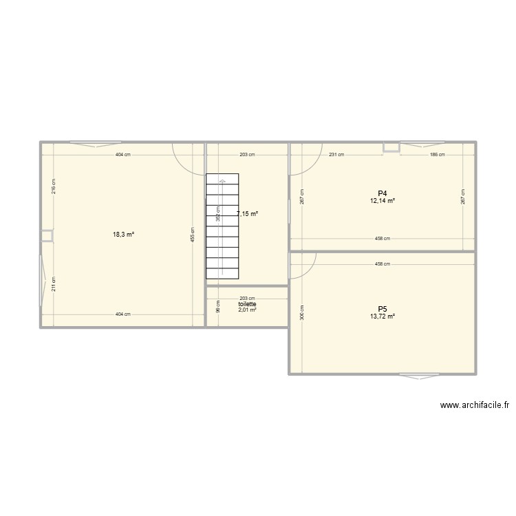 premier etage. Plan de 7 pièces et 53 m2