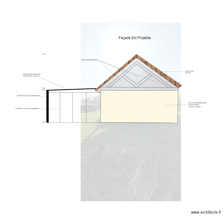 Facade Est Projetée. Plan de 0 pièce et 0 m2