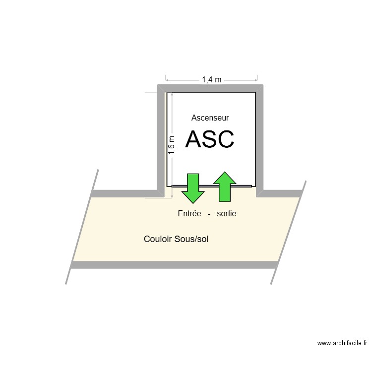 SUDREAU Adaptation ascenseur. Plan de 1 pièce et 5 m2